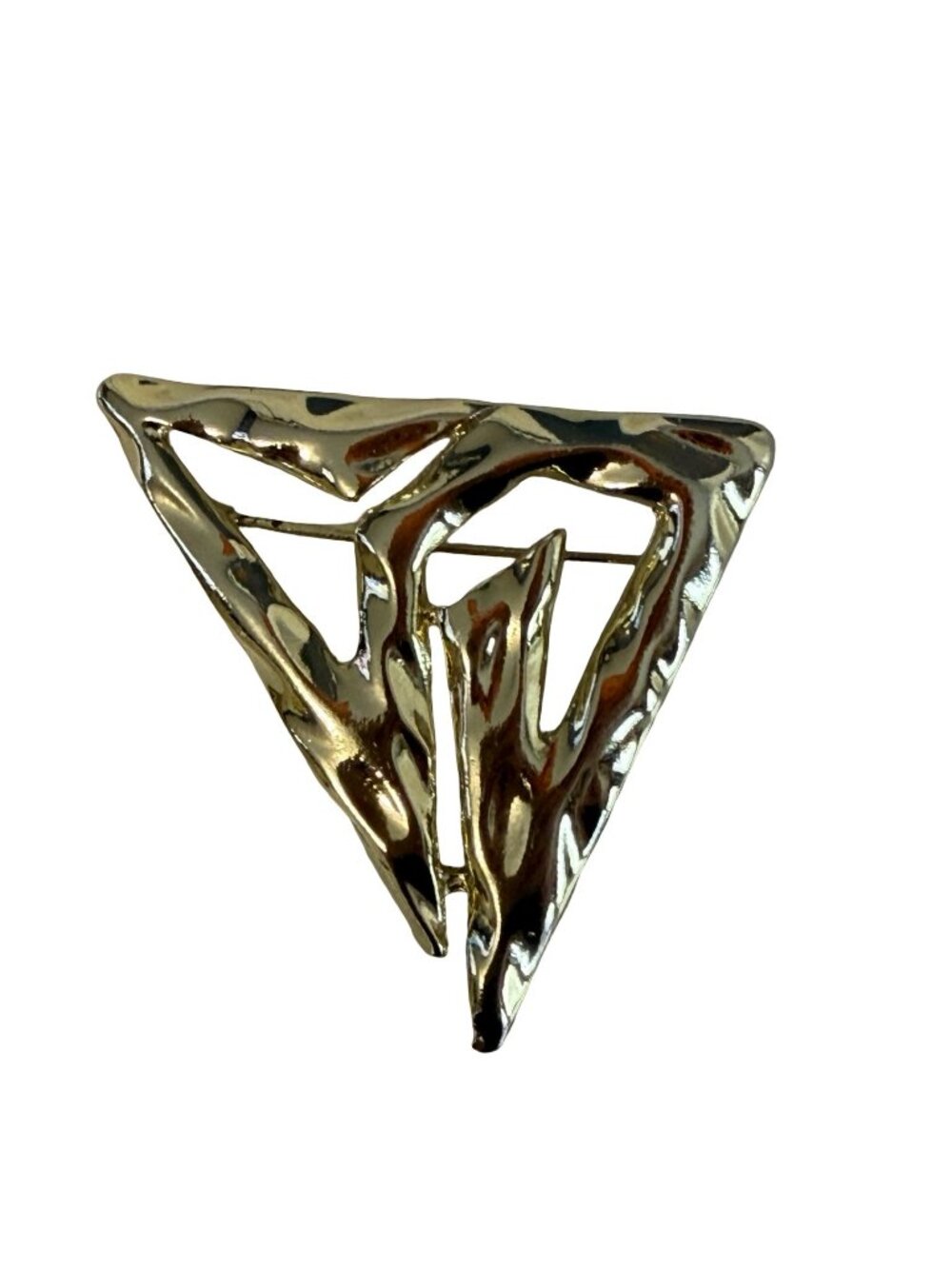 Vintage Turing Abstract Gold Tone Brooch Modernist Triangle Pin 2”
